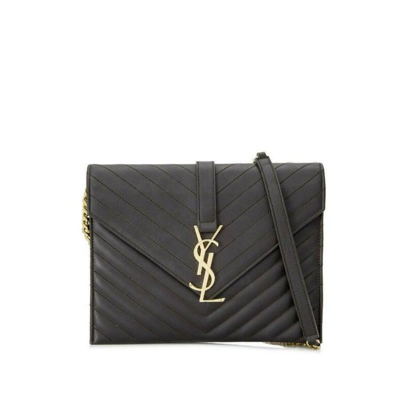 Saint Laurent Monogram Envelope Crossbody Matelasse Burgundy Leather Shoulder Bag