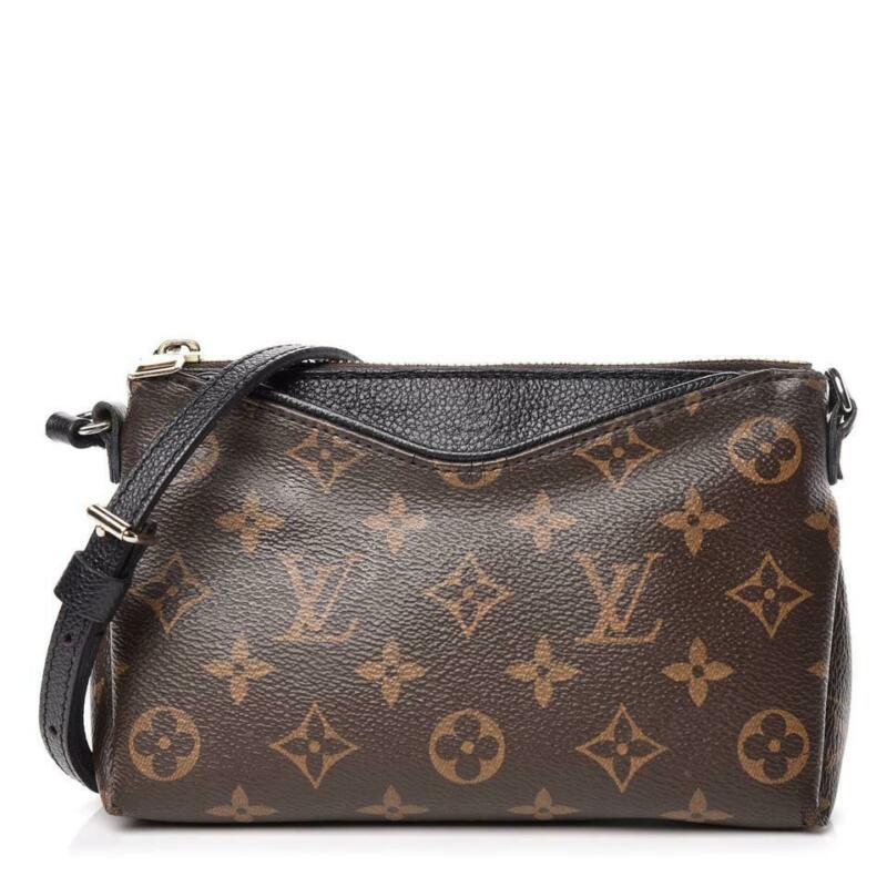 Louis Vuitton Clutch Crossbody Pallas Black Monogram Canvas Shoulder Bag