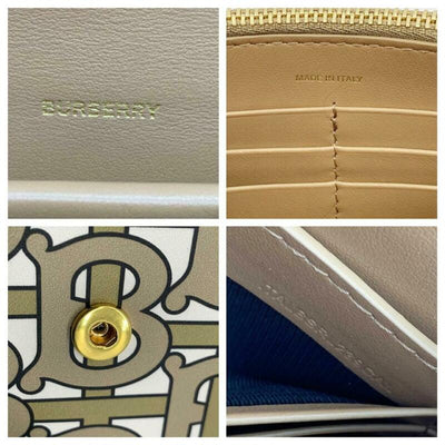 Burberry Hazelmere Logo Print Wallet Beige Leather Shoulder Bag