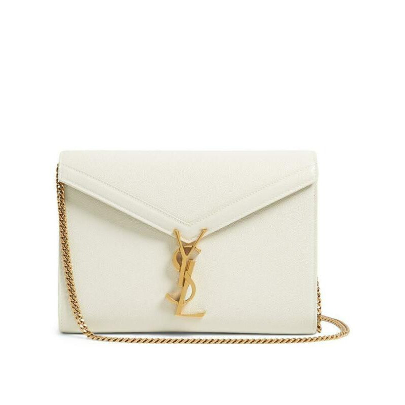 Saint Laurent Wallet on Chain Cassandre Ysl Monogram White Leather Cross BodyBag