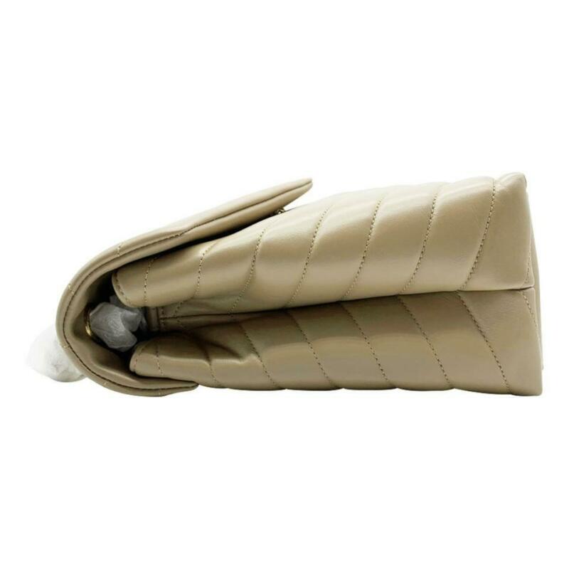 Beige YSL-monogram quilted-leather clutch bag