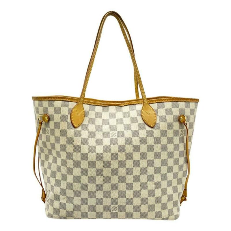 Louis Vuitton Neverfull Mm White Damier Azur Canvas Tote