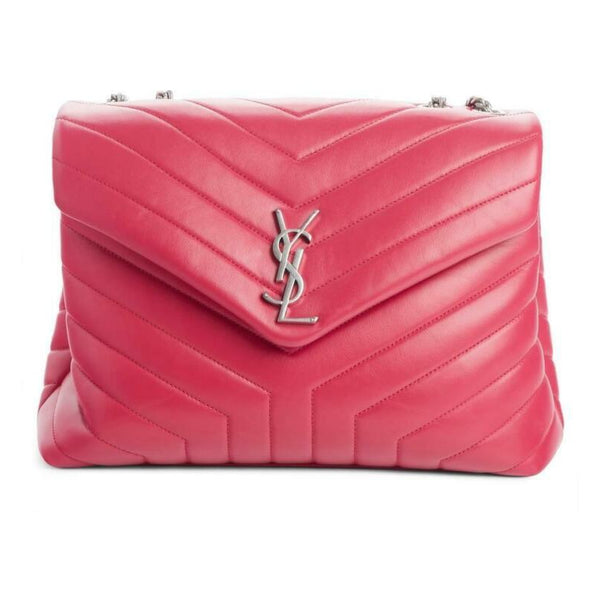 Saint Laurent Long Wallet YSL Monogram Large Flap Pink Leather V-stitch