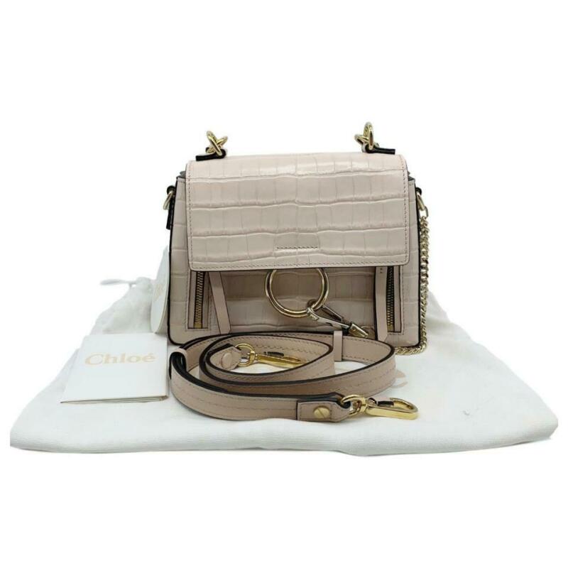 Chloé Shoulder Faye Day Small Croc-embossed Pink - MyDesignerly