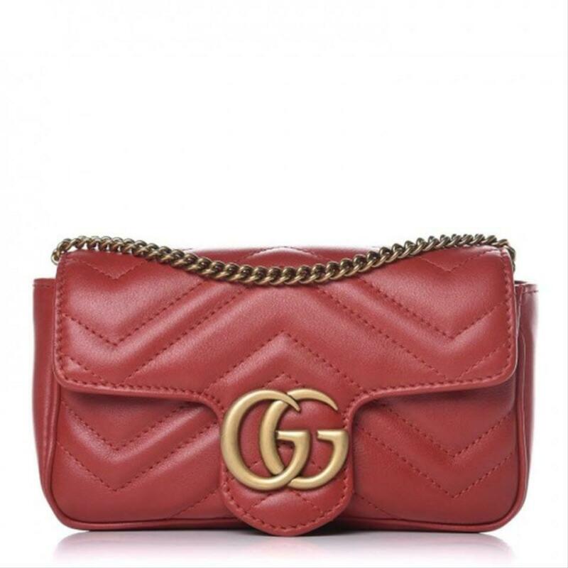 Gucci GG Marmont Super Mini Red Leather Cross Body Bag