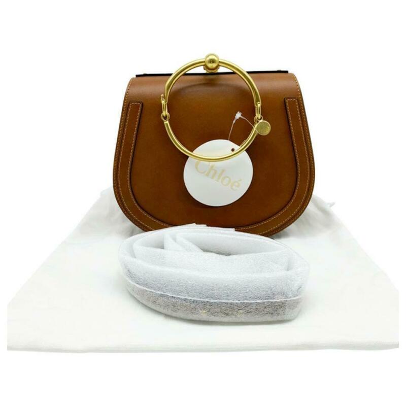 Chloe Brown Leather and Suede Medium Nile Bracelet Top Handle Bag