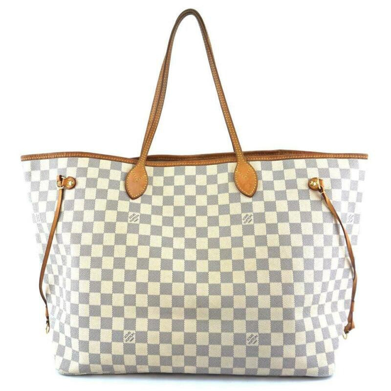 Louis Vuitton Neverfull Gm White Damier Azur Canvas Tote