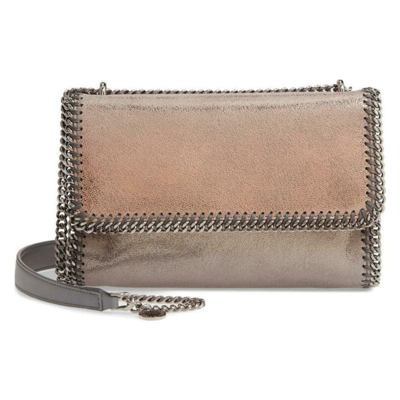 Stella McCartney Ombre Falabella Shaggy Deer Metallic Grey Faux Leather Shoulder