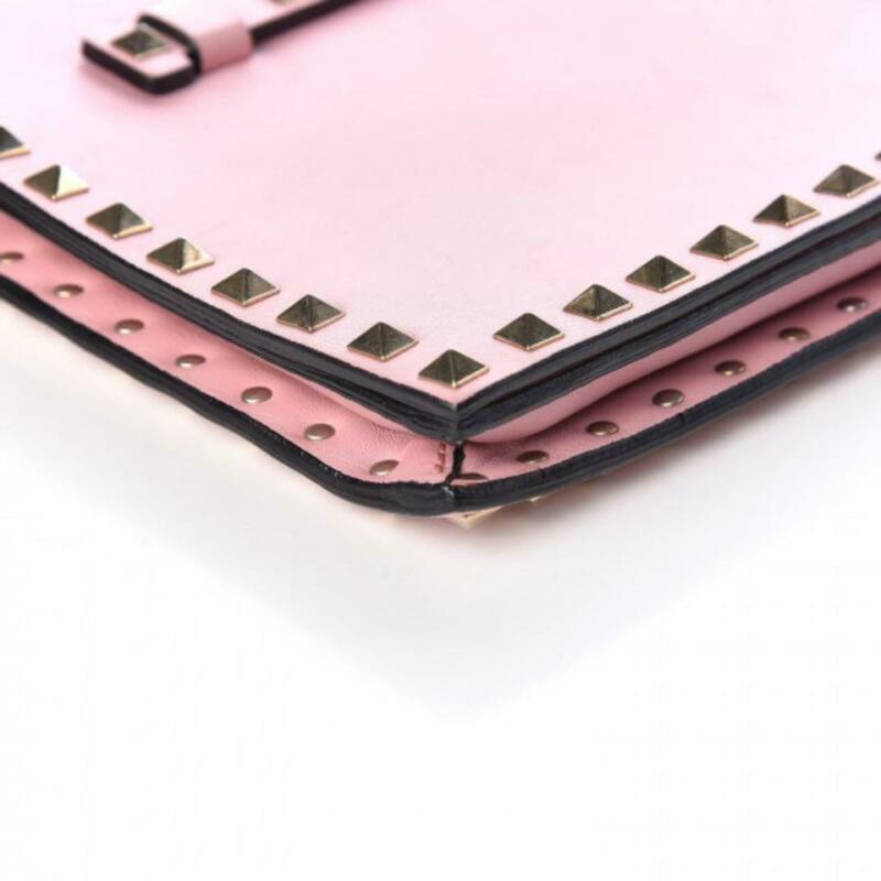 Valentino Clutch Nappa Rockstud Light Pink Leather Wristlet - MyDesignerly