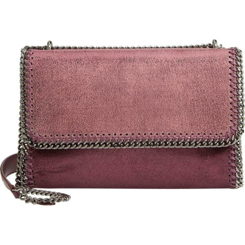 Stella McCartney Falabella Shaggy Deer Metallic Purple Faux Leather Shoulder Bag