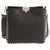 Valentino Pebbled Calfskin Rockstud Flip Lock Medium Black Leather Messenger Bag