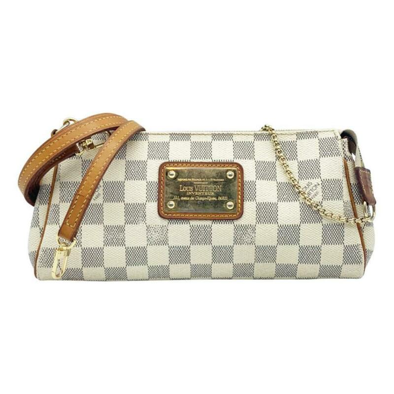 Louis Vuitton Pochette Clutch Eva White Damier Azur Canvas Shoulder Bag