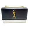 Saint Laurent Monogram Sunset Mini White Chain Black Leather Cross Body Bag