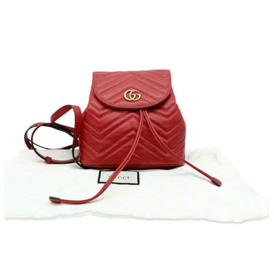 Gucci GG Shoulder Bag Marmont Mini Red Leather Backpack