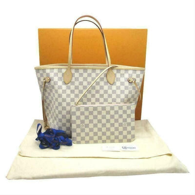 Louis Vuitton Neverfull Mm Rose Ballerine Azur Tote White Damier Ébène Canvas