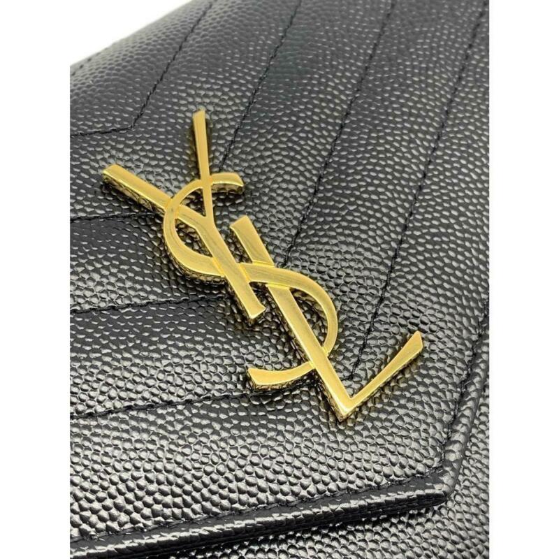 Saint Laurent Chain Wallet Small Black Leather Cross Body Bag ...