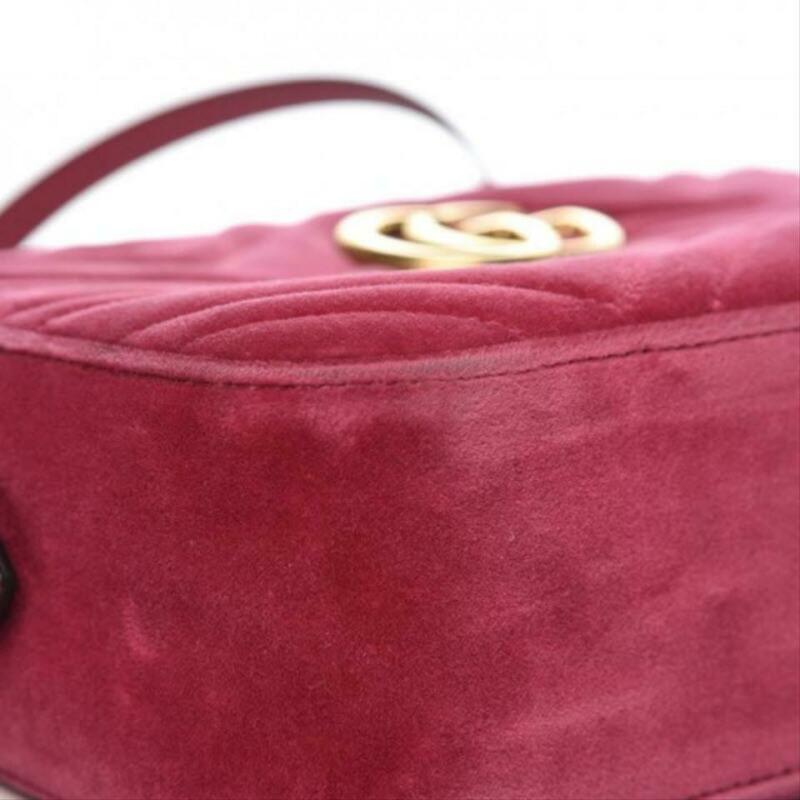 GUCCI GG Marmont Small Velvet Matelasse Crossbody Bag Red 447632 -20%
