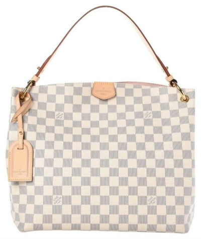 USED Louis Vuitton Damier Azur Graceful PM Hobo Shoulder Bag AUTHENTIC