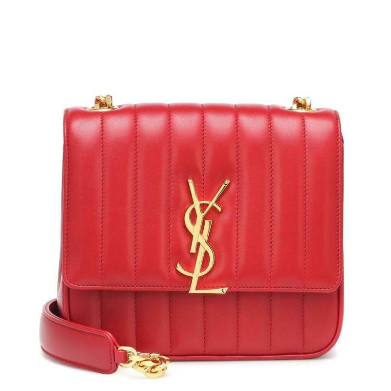 Saint Laurent Vicky Medium Monogram Matelasse Rouge Eros Red Leather Cross Body