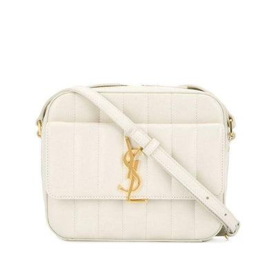 Saint Laurent Camera Vicky Matelasse White Lambskin Leather Shoulder Bag