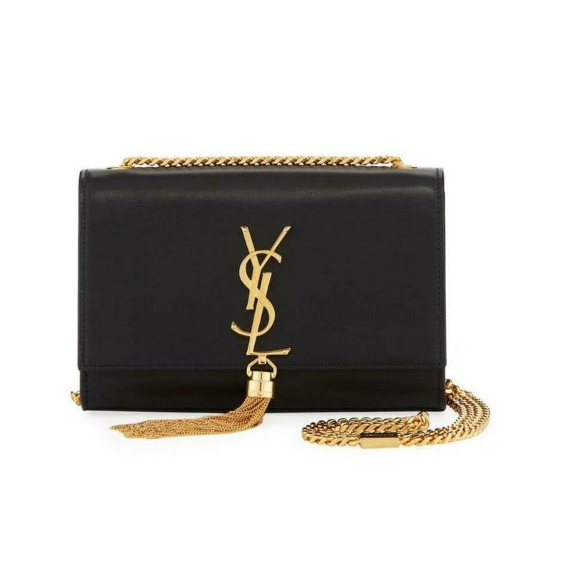 Saint Laurent Monogram Kate Shoulder Small Smooth Tassel On Chain Black Calfskin