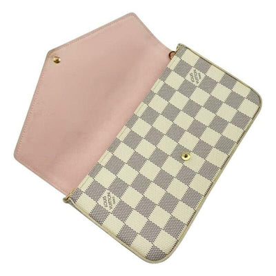 Louis Vuitton Pochette Felicie Chain Rose Ballerine White Damier Azur Canvas Cro