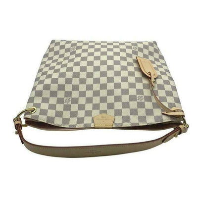 Louis Vuitton Graceful Pm Rose Ballerine White Damier Azur Canvas Hobo Bag