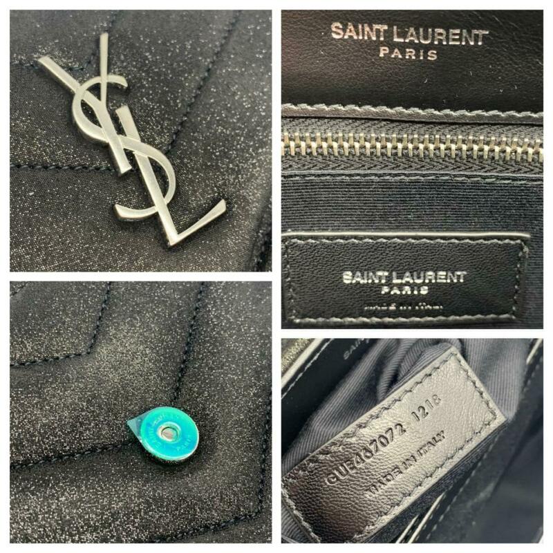 Saint Laurent Monogram Loulou Mini Glitter Black Suede Leather Cross B -  MyDesignerly