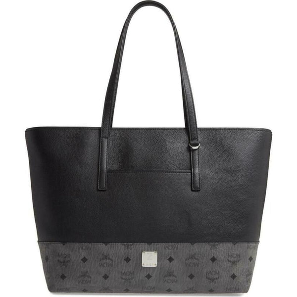 MCM Wilder Visetos Shopper Black Leather Tote - MyDesignerly