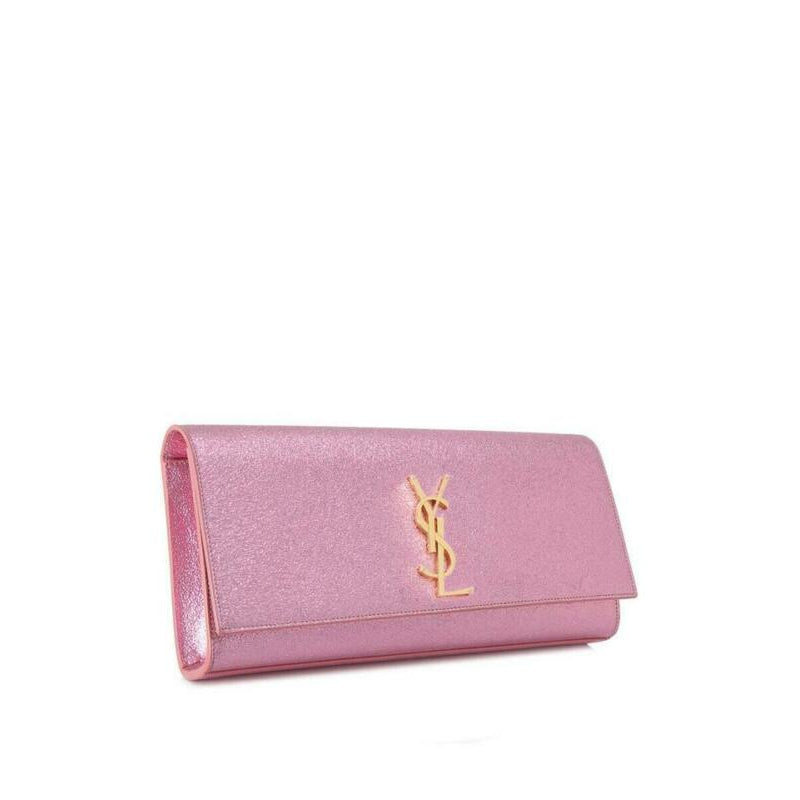 Saint Laurent Monogram Kate Cassandre Pink Leather Clutch