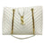 Saint Laurent Monogram Shopping Grain De Poudre Matelasse Chevron White Leather