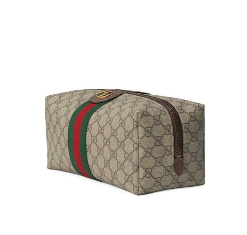 Gucci Ophidia Toiletry Pouch GG Coated Canvas Large Brown 22124148