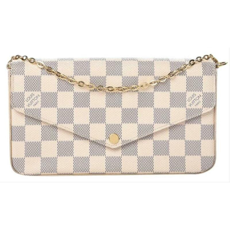 Louis Vuitton Pochette Felicie Rose Ballerine 2019 White Damier Azur Canvas