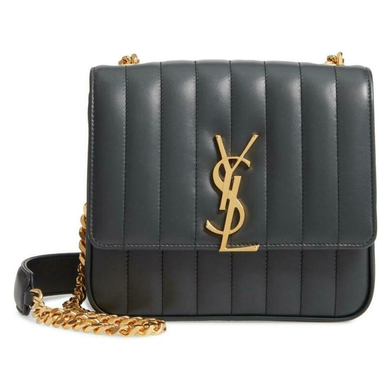 Saint Laurent Shoulder Vicky Medium Monogram Matelasse Algae (Dark Green)