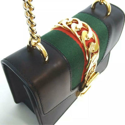 Gucci Shoulder Sylvie Chain Black Leather Cross Body Bag