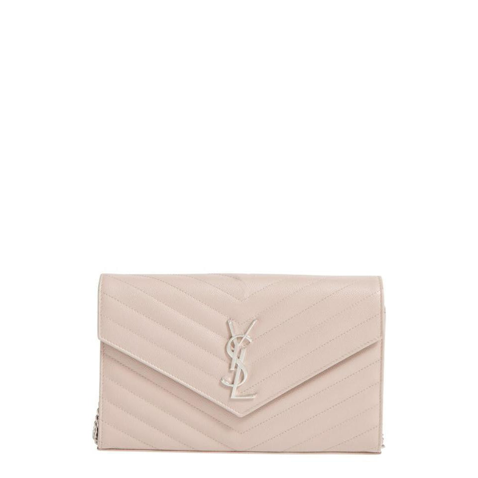 Saint Laurent Chain Wallet Envelope Medium Monogram Marble Pink Leather Shoulder Bag