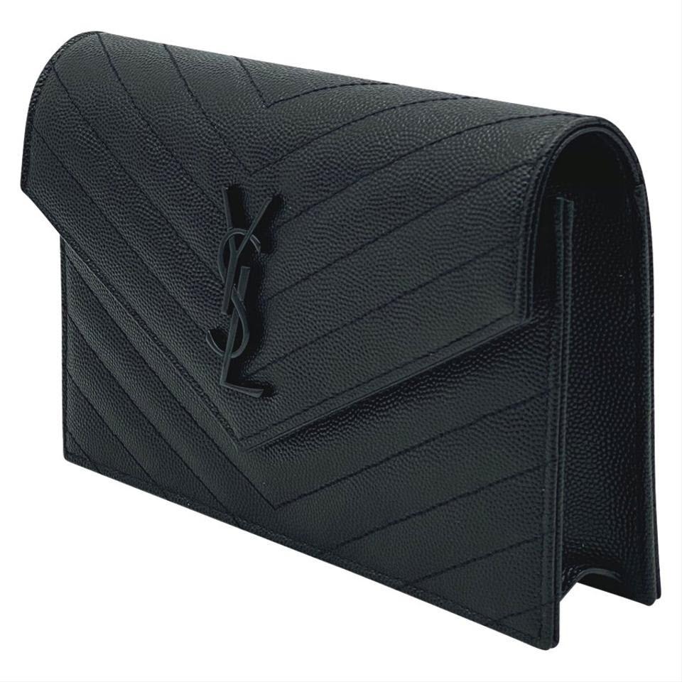 Saint Laurent Monogram Ysl Matelasse Leather Wallet-on-chain, Black