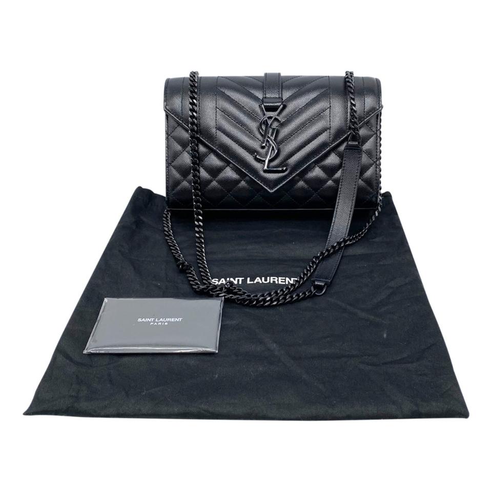 Saint Laurent Women's Large Envelope Monogram Matelassé Leather Shoulder Bag - Black