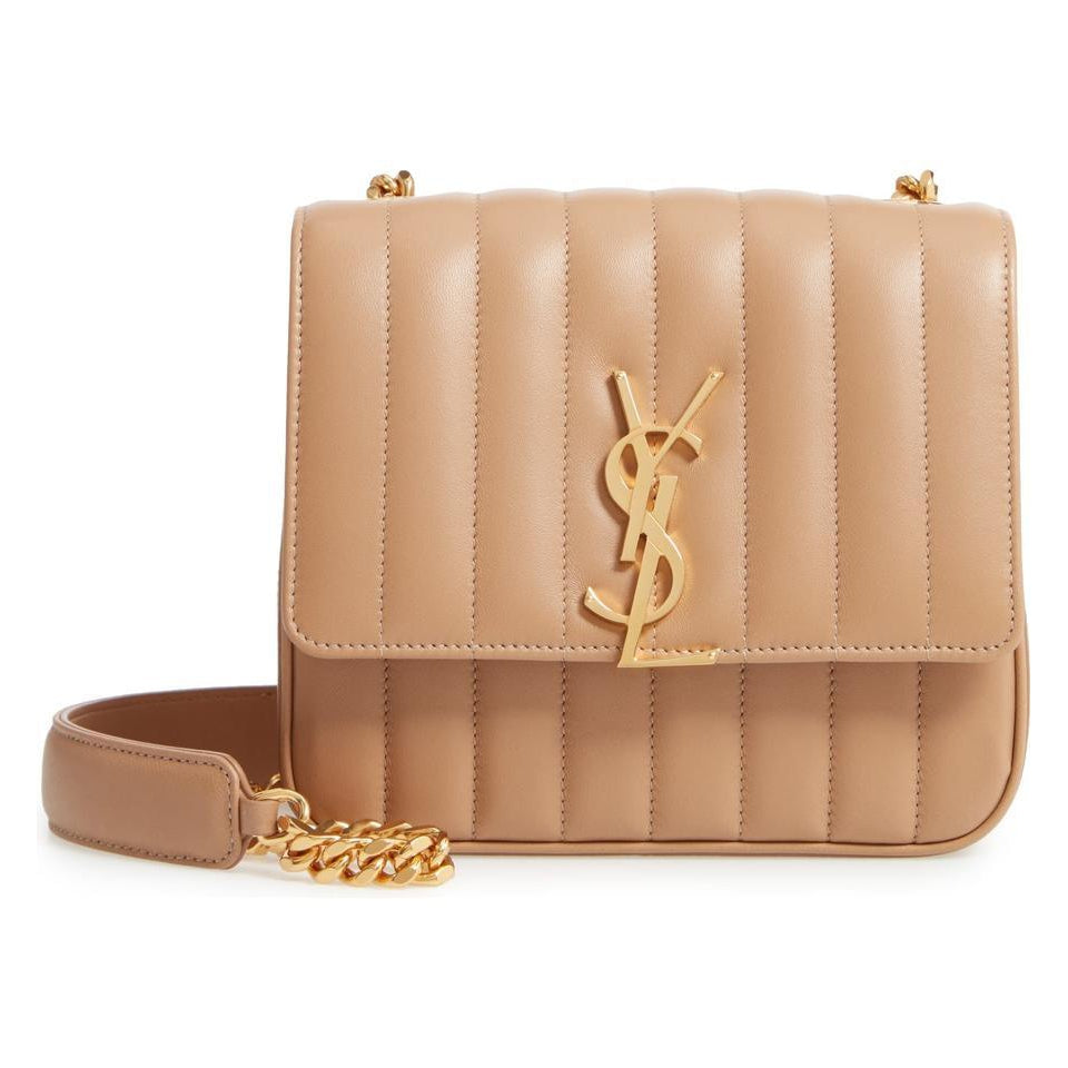 Saint Laurent Crossbody Vicky Medium Peru Beige Leather Shoulder Bag