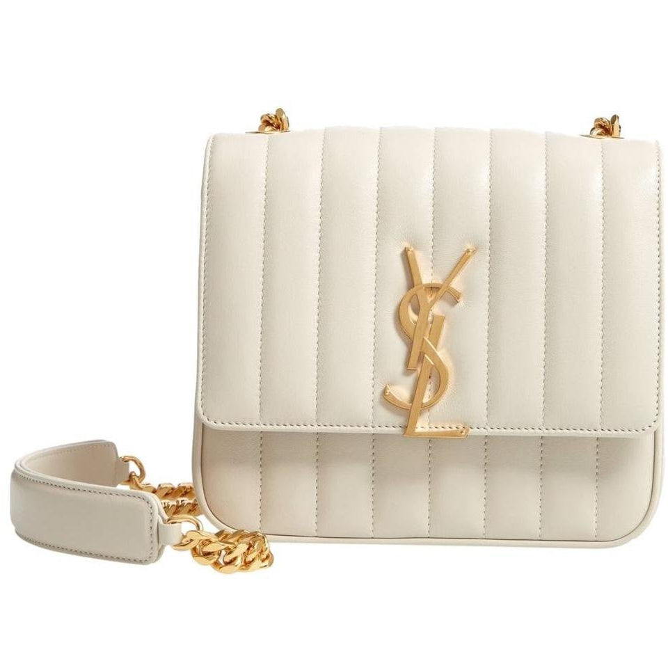 Saint Laurent Crossbody Vicky Medium White Leather Shoulder Bag