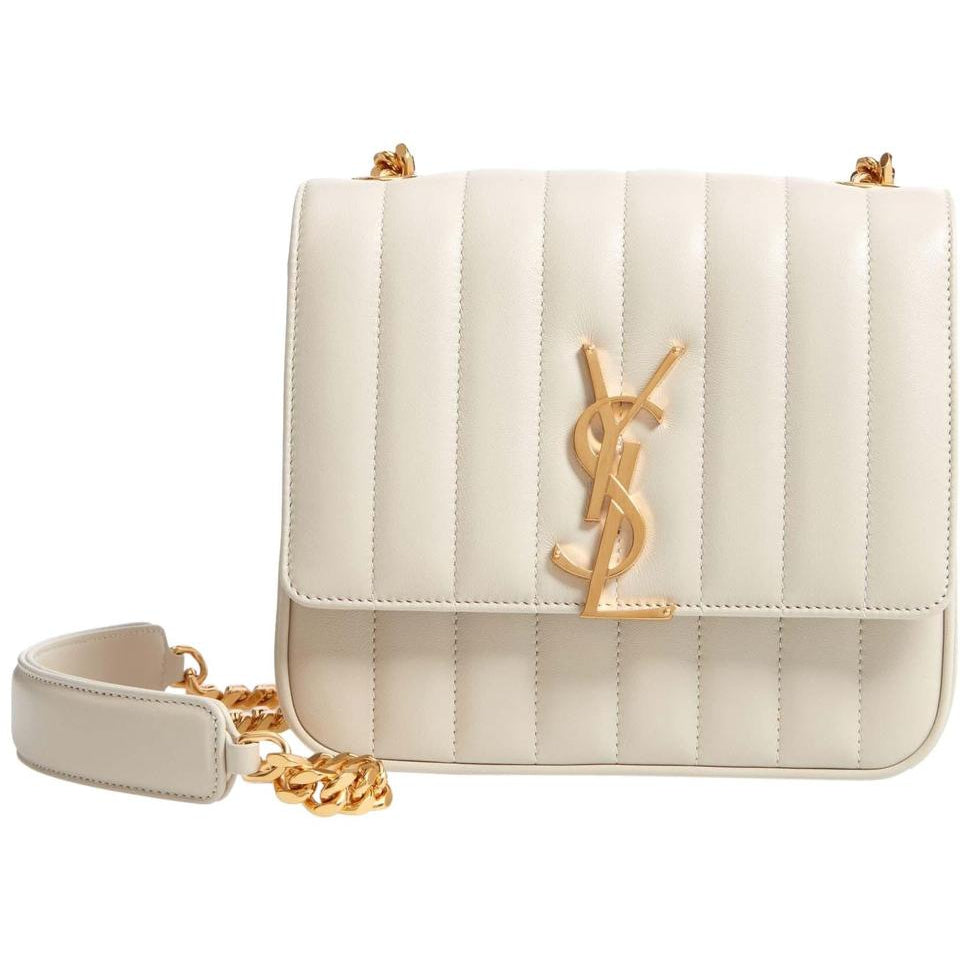 Saint Laurent Crossbody Vicky Medium White Leather Shoulder Bag