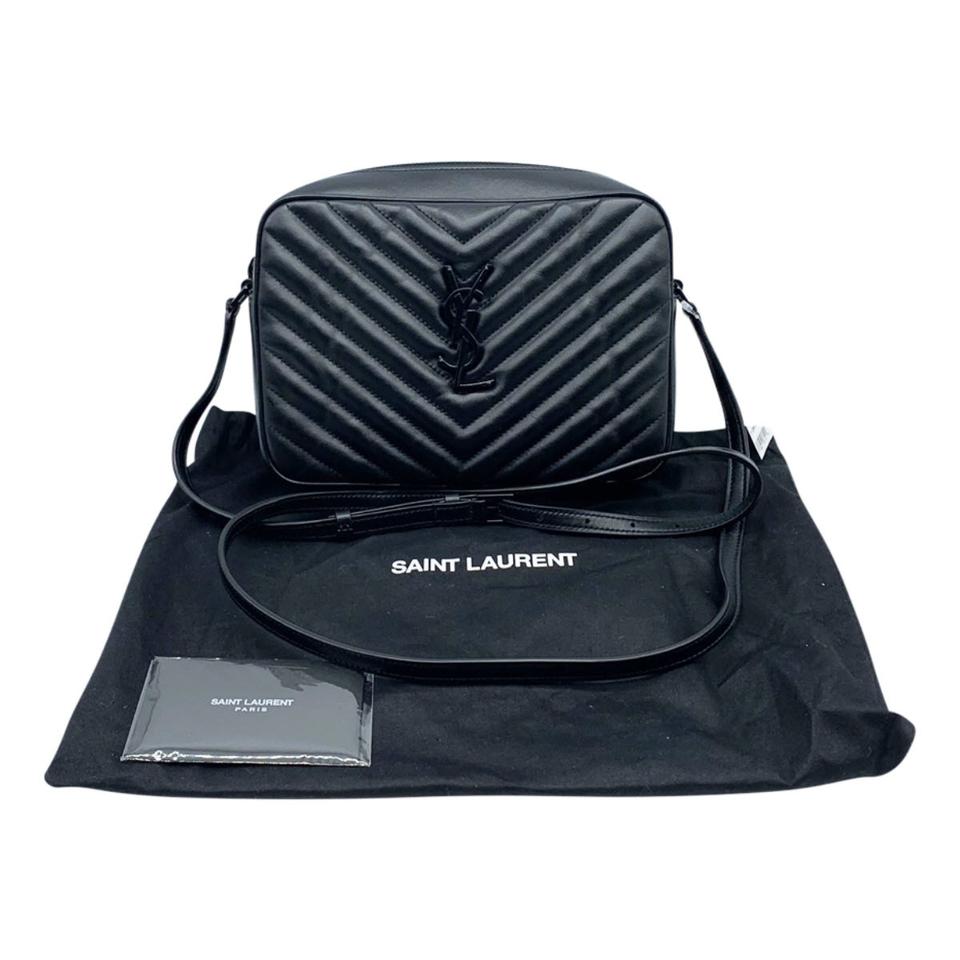 Lou Camera Bag in Black Matelasse Leather