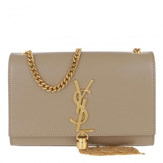 Saint Laurent Monogram Kate Crossbody Monogramme Tassel Chain Medium Dusty Grey Beige Leather Shoulder Bag