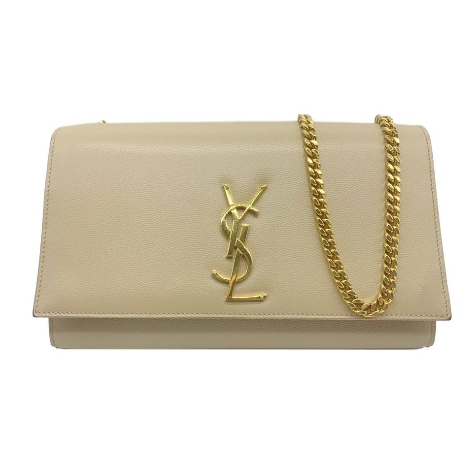 Saint Laurent Monogram Kate Medium Beige Leather Shoulder Bag