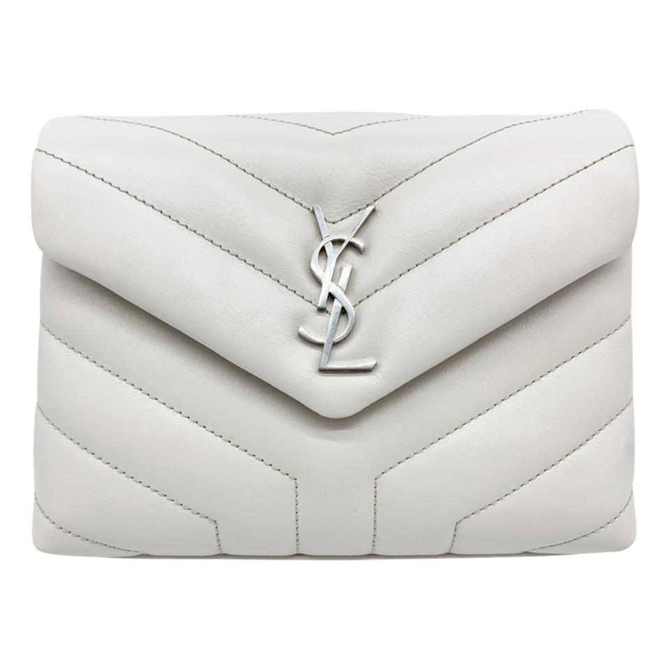 Saint Laurent Monogram Loulou Lou White Leather Cross Body Bag