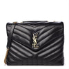 Saint Laurent Monogram Loulou Matelasse Medium Monogram Chain Satchel Black Calfskin Leather Shoulder Bag