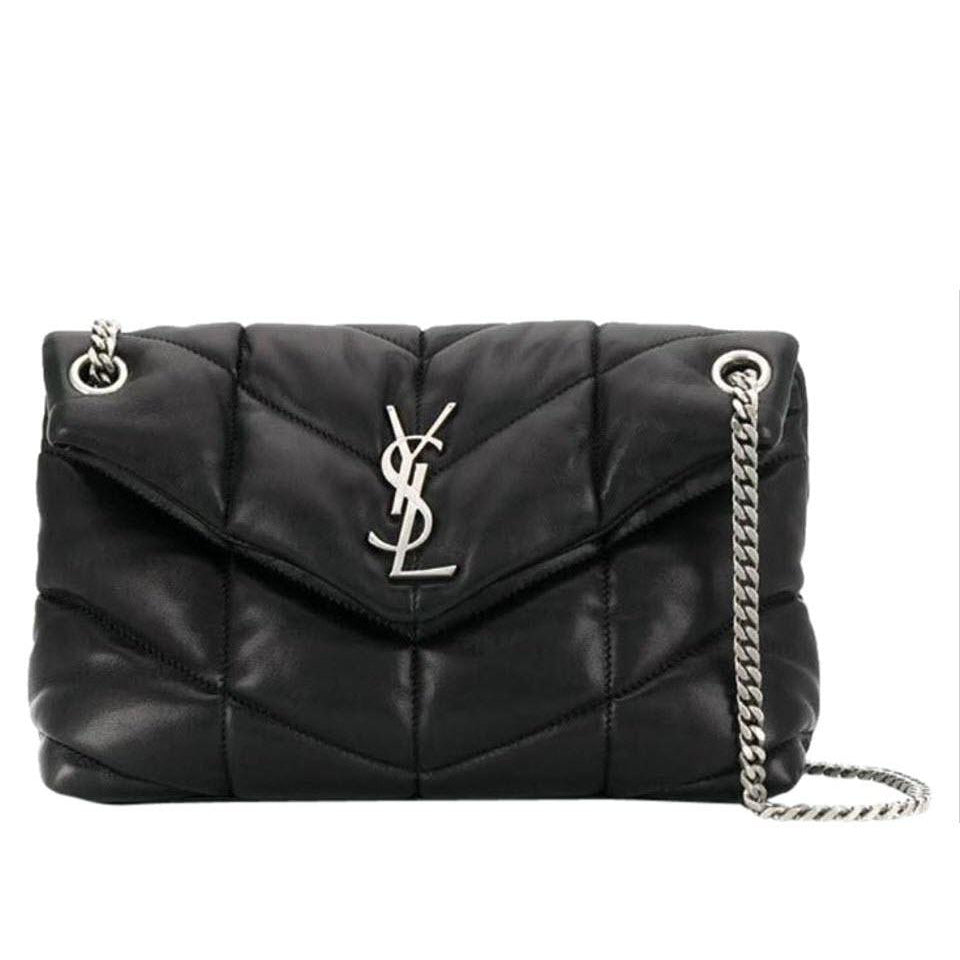 Saint Laurent Monogram Loulou Puffer Black Leather Shoulder Bag ...