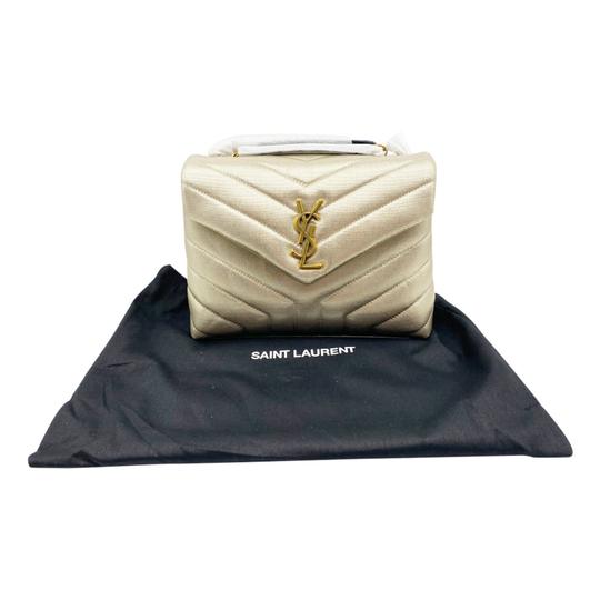 Saint Laurent Gold Metallic Leather Classic Monogram Tassel Small Flap Bag  - Yoogi's Closet