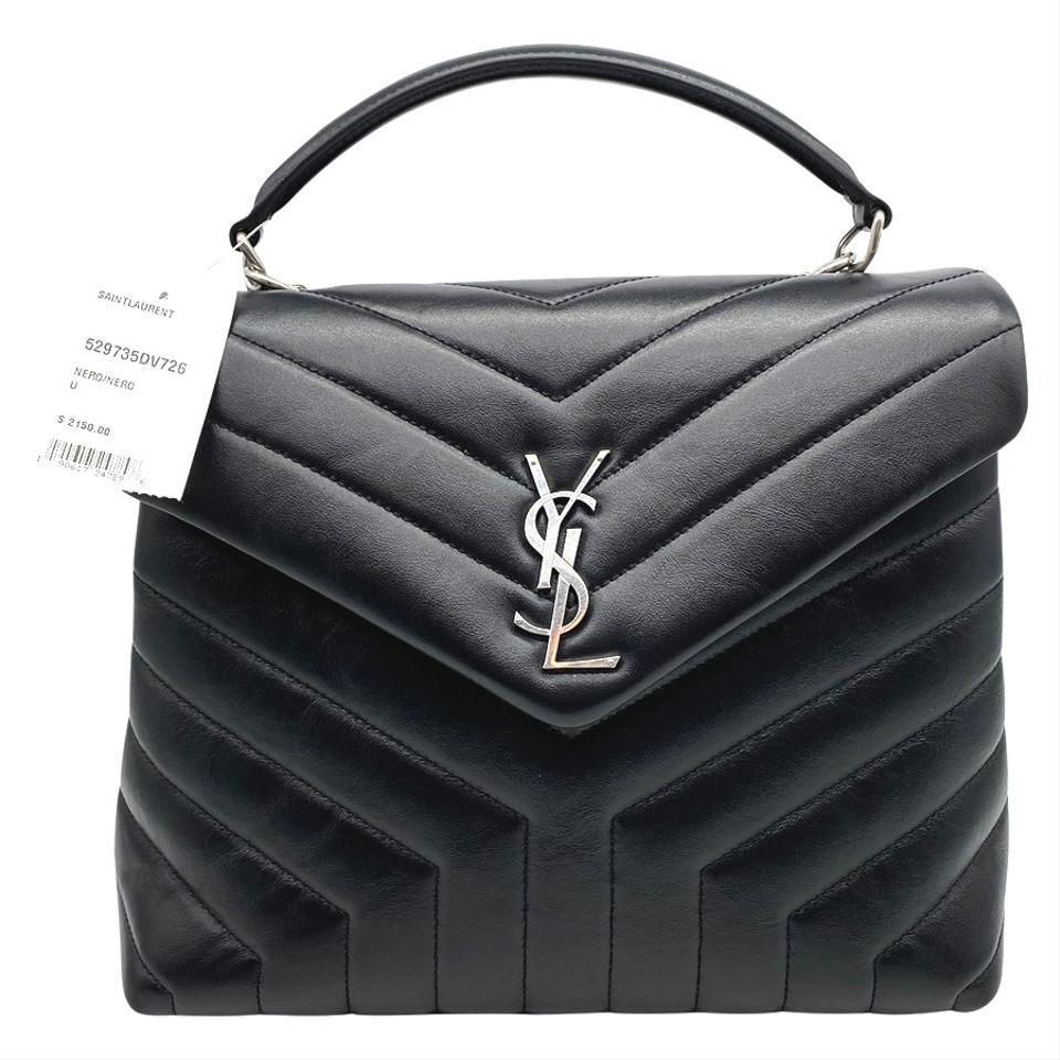 Saint Laurent Monogram Loulou Top Handle Black Leather Shoulder Bag -  MyDesignerly