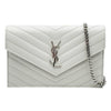 Saint Laurent Wallet Monogram Envelope Chevron Chain Woc White Leather Shoulder Bag